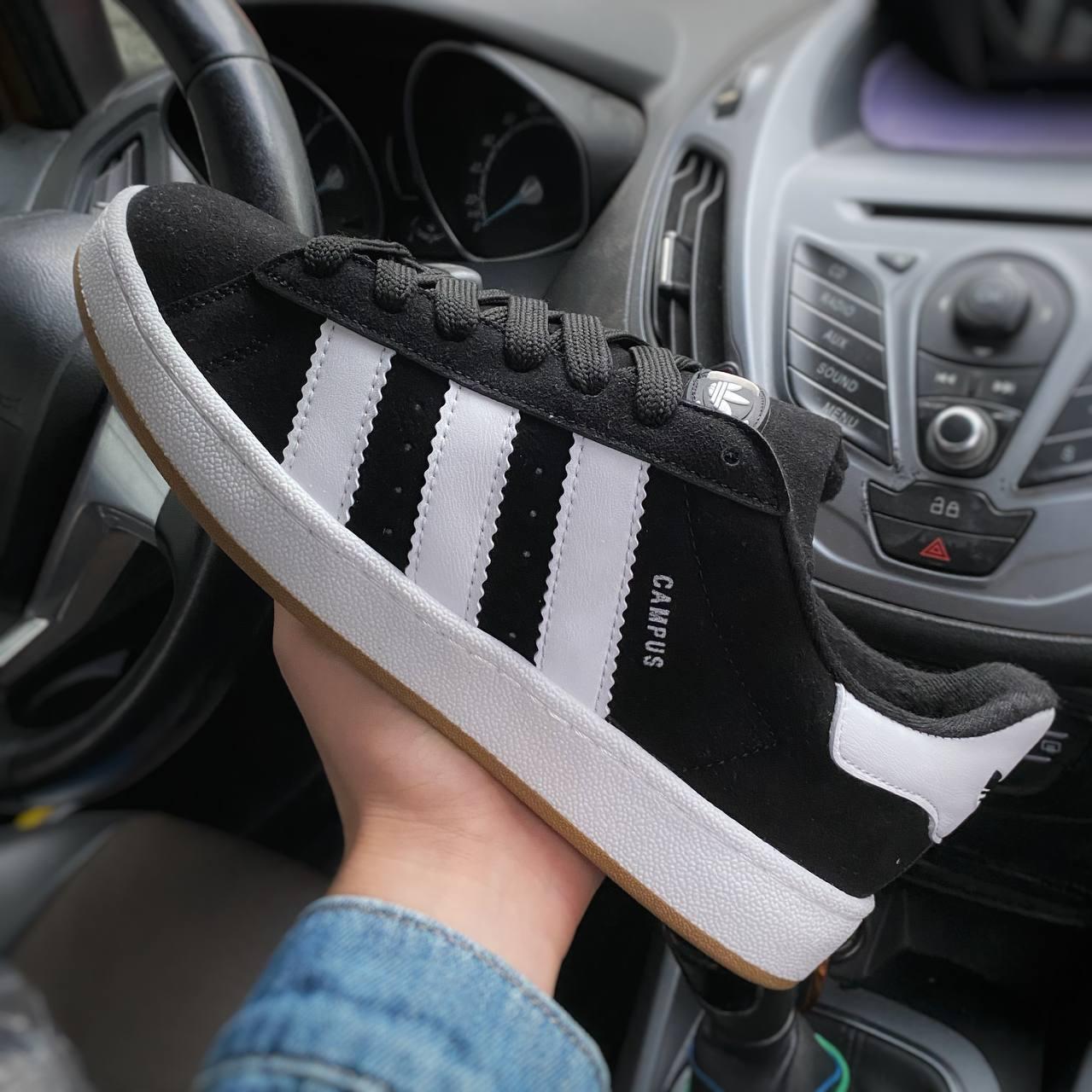 Стильні чоловічі кросівки Adidas Campus Black White 40-44