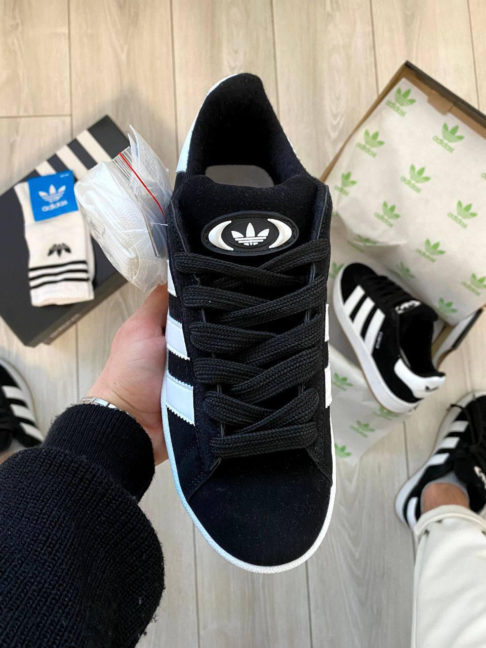 Стильні чоловічі кросівки Adidas Campus Black White 40-44