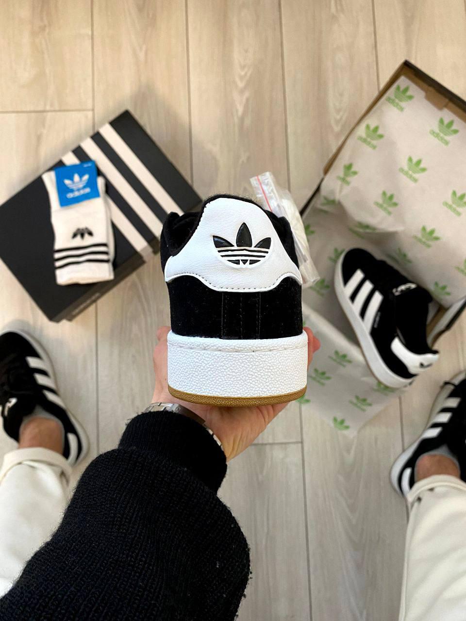 Стильні чоловічі кросівки Adidas Campus Black White 40-44