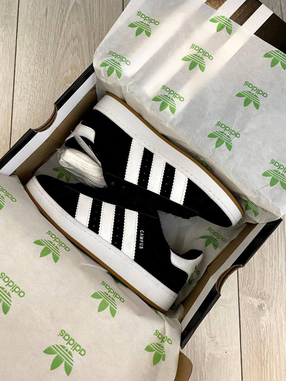 Стильні чоловічі кросівки Adidas Campus Black White 40-44