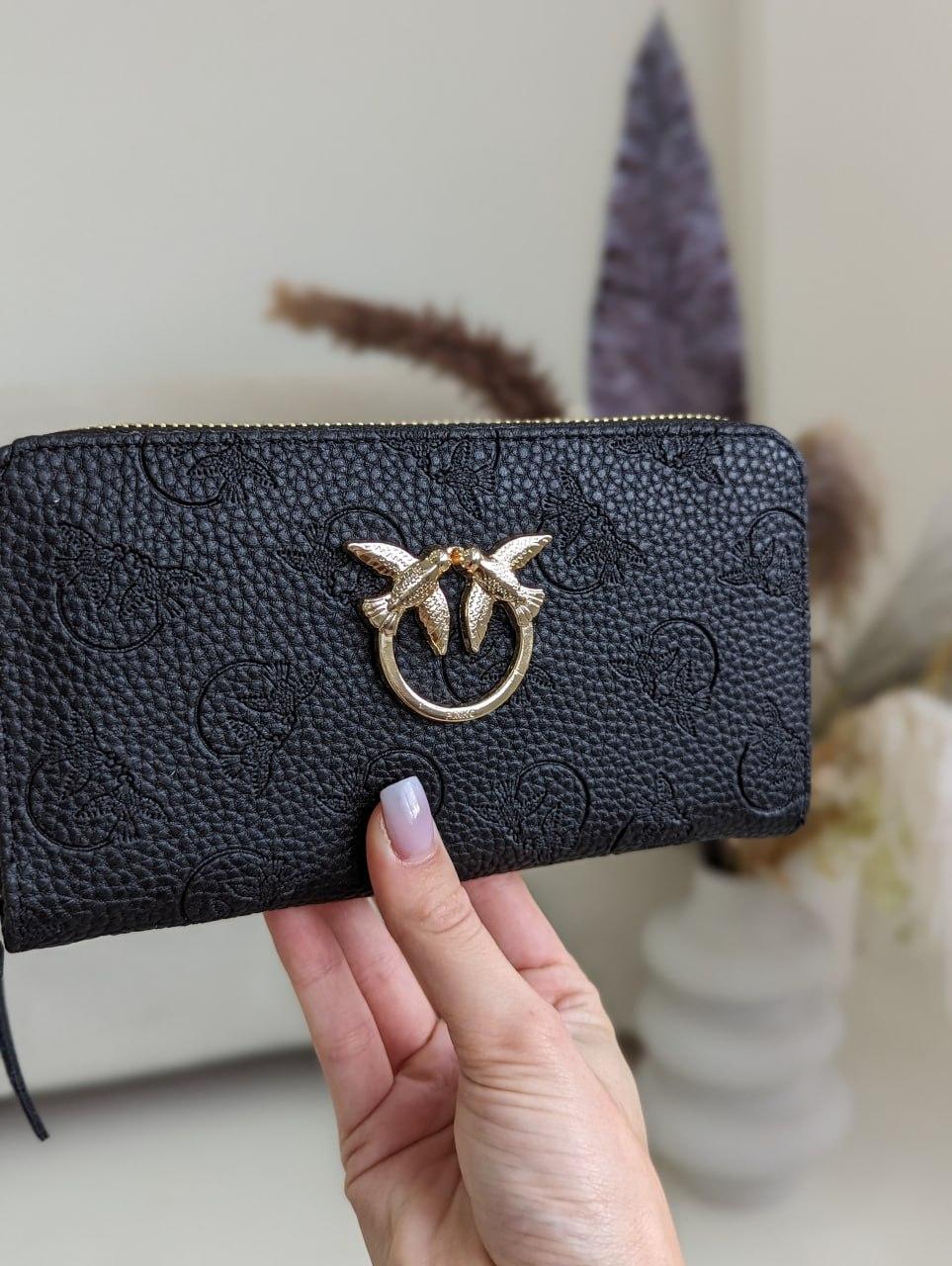 Чорний гаманець на блискавці Pinko Black Gold