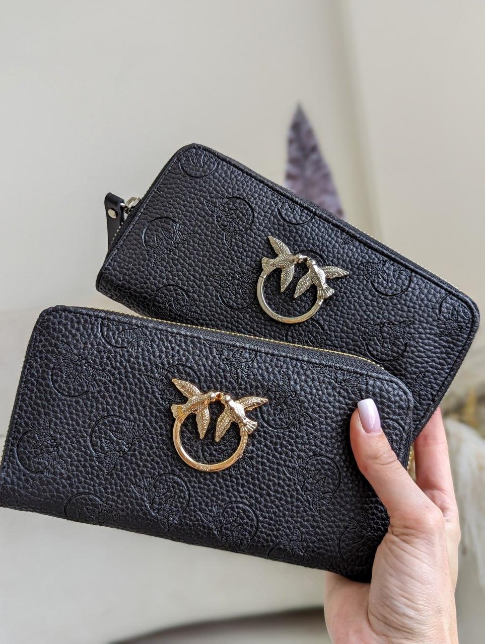 Чорний гаманець на блискавці Pinko Black Gold
