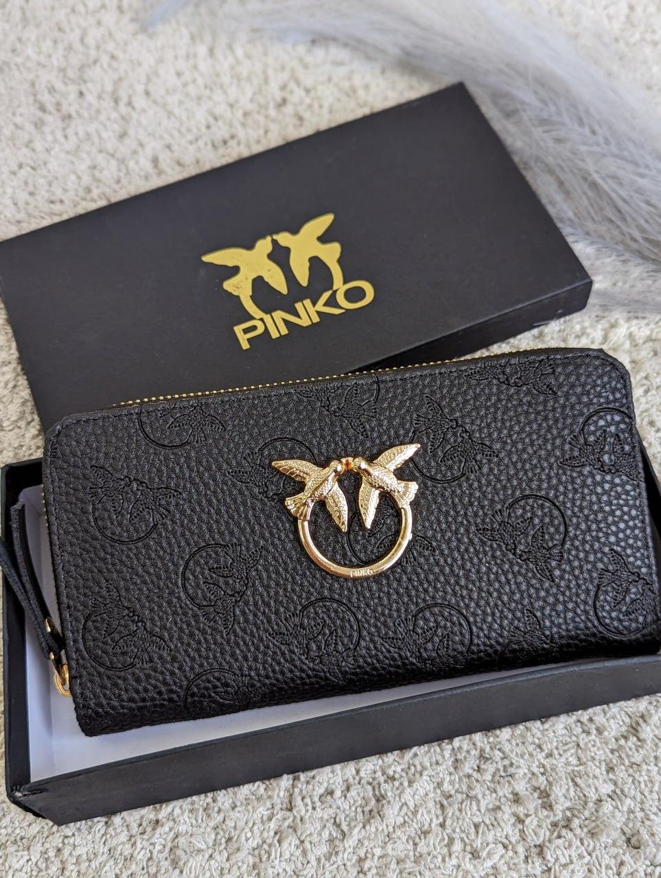 Чорний гаманець на блискавці Pinko Black Gold