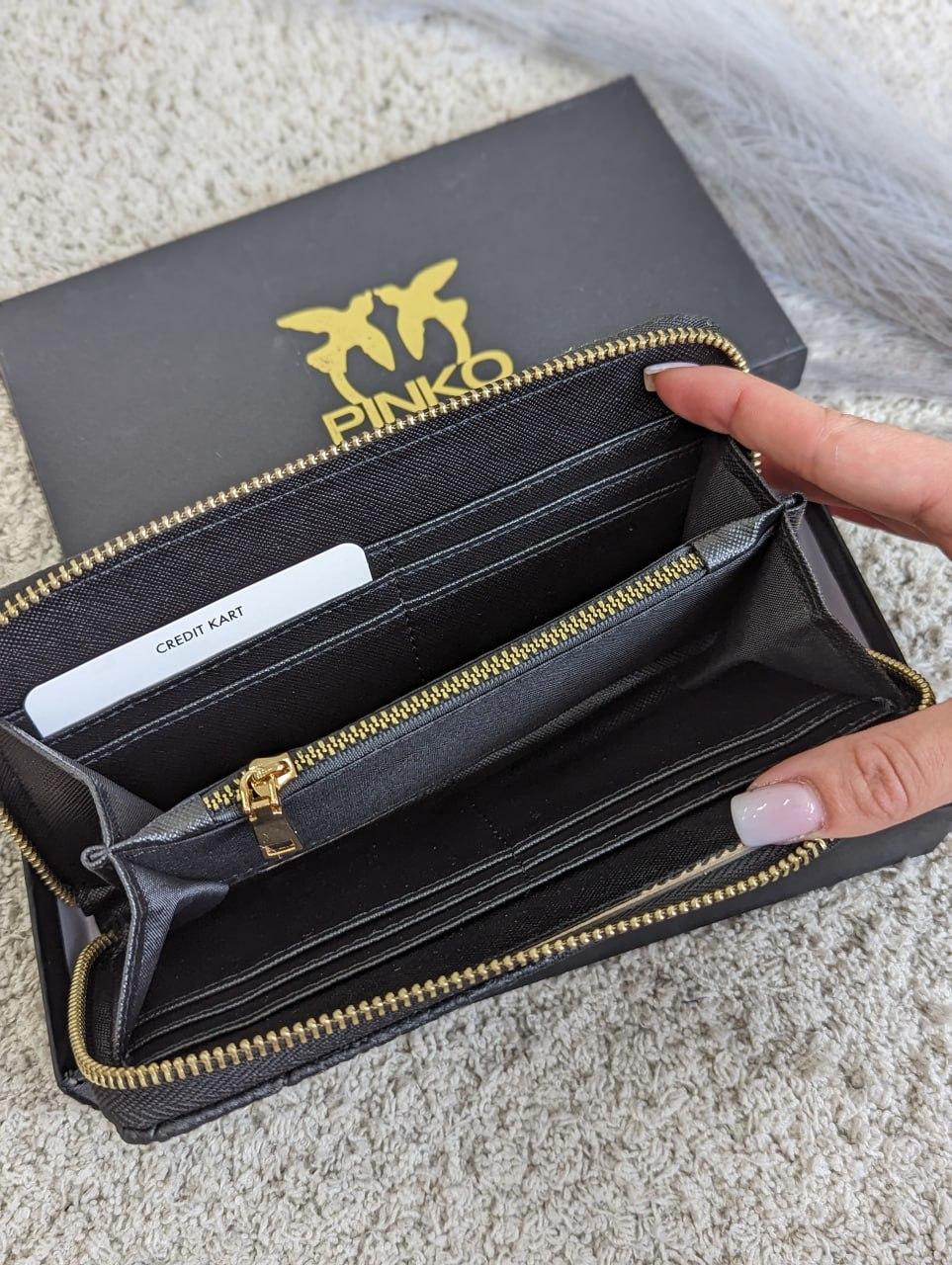 Чорний гаманець на блискавці Pinko Black Gold