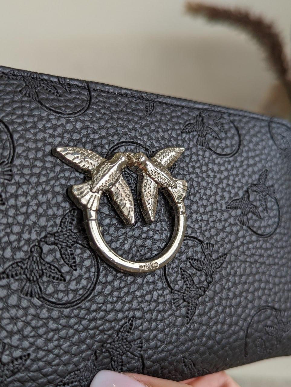 Чорний гаманець на блискавці Pinko Black Gold