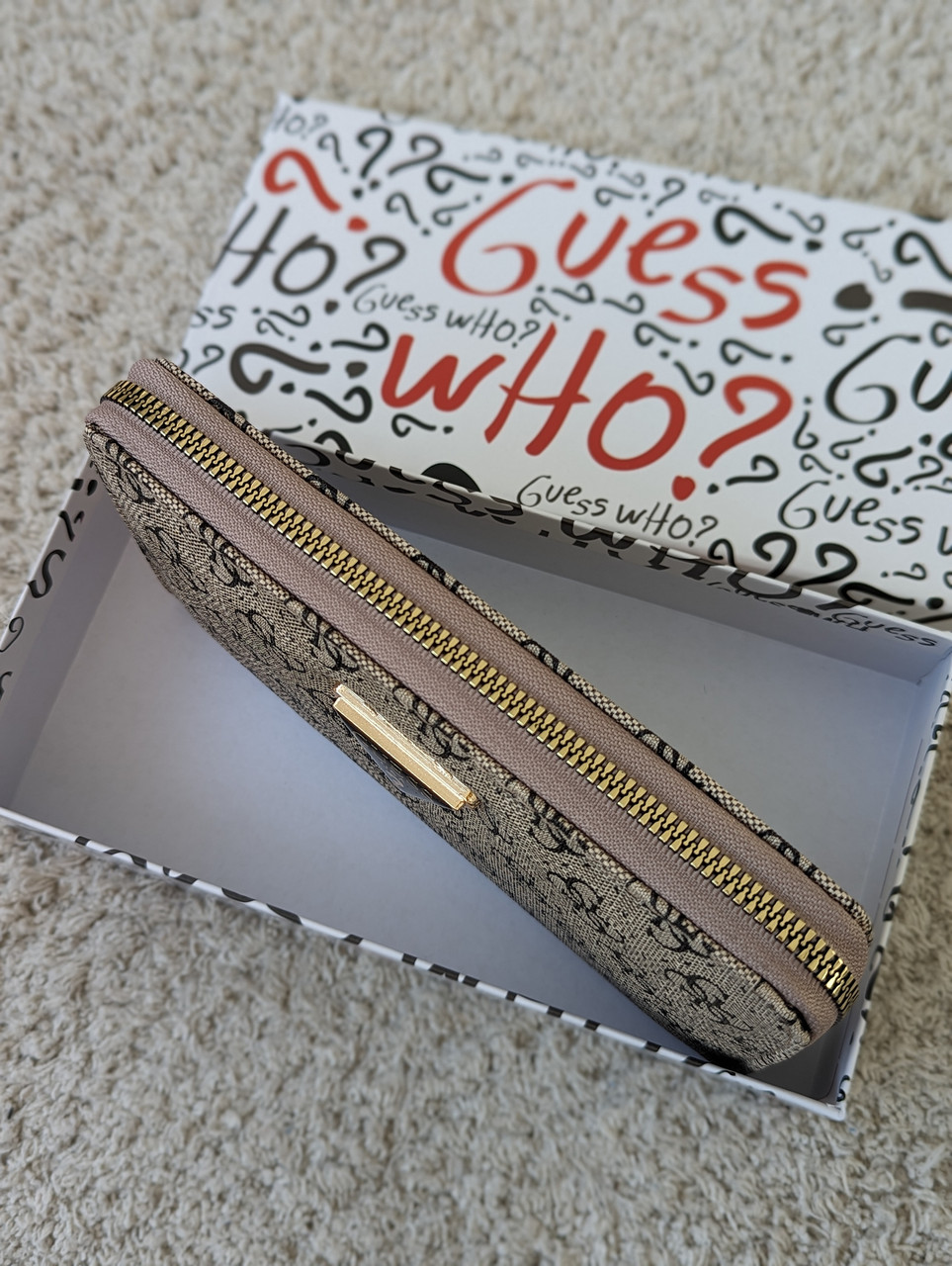 Сірий шкіряний гаманець Guess якості LUX в фірмовій коробці