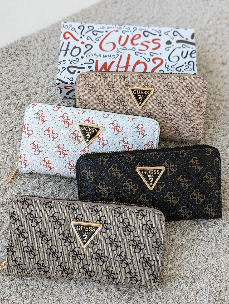 Сірий шкіряний гаманець Guess якості LUX в фірмовій коробці