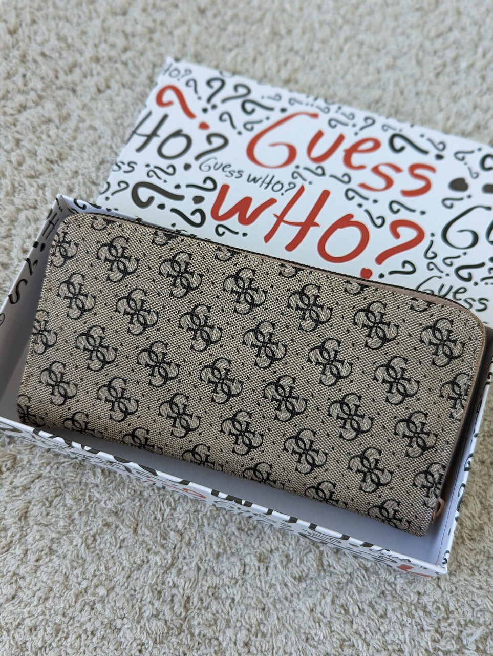 Сірий шкіряний гаманець Guess якості LUX в фірмовій коробці