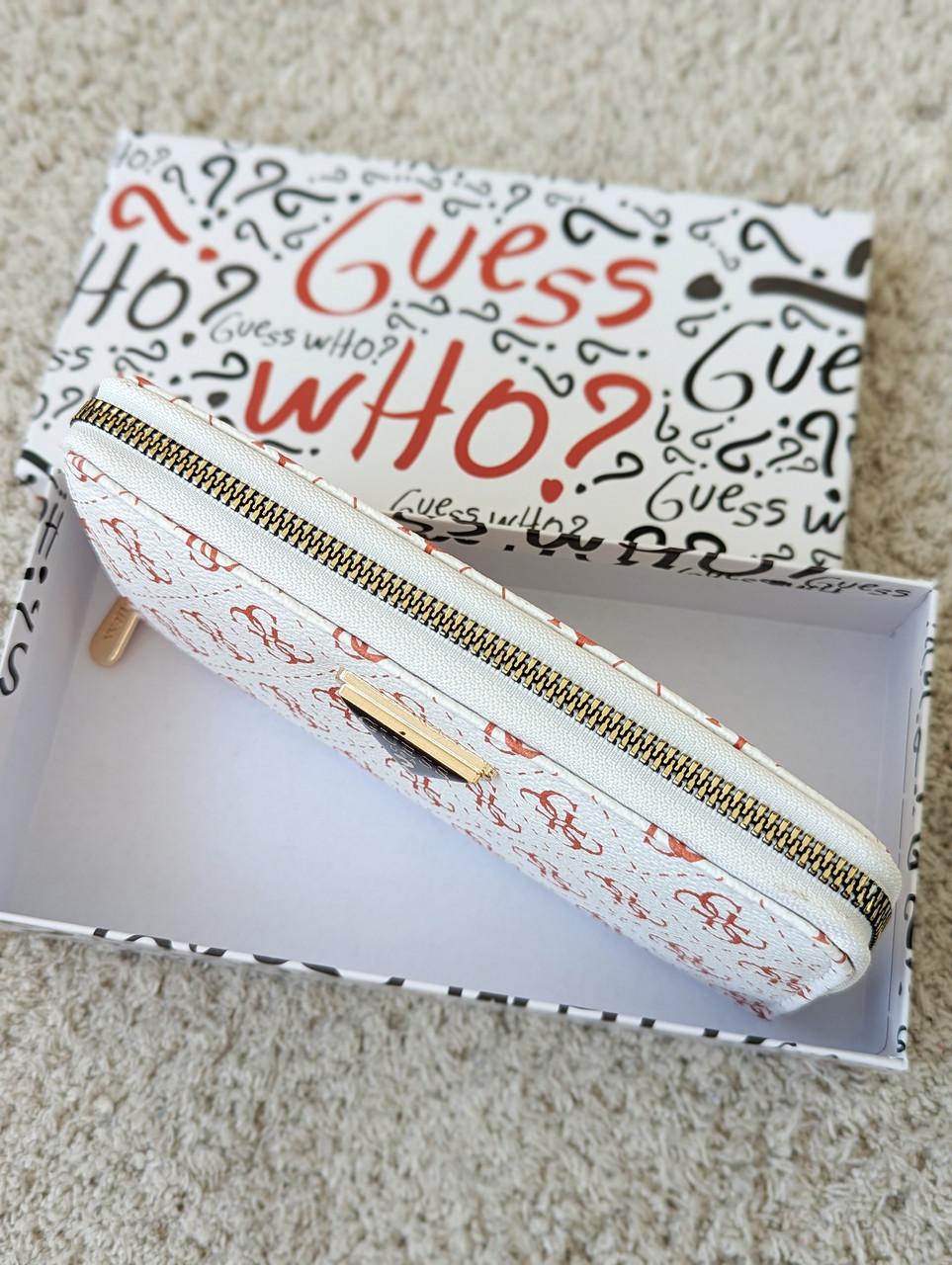 Білий шкіряний гаманець Guess якості LUX в фірмовій коробці