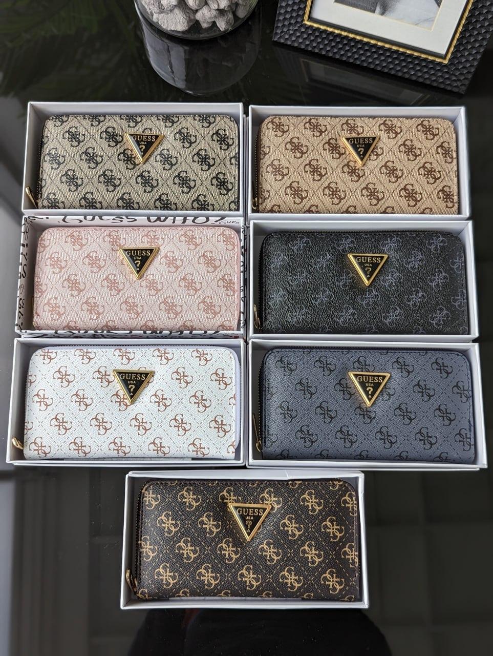 Пудровий шкіряний гаманець Guess якості LUX в фірмовій коробці