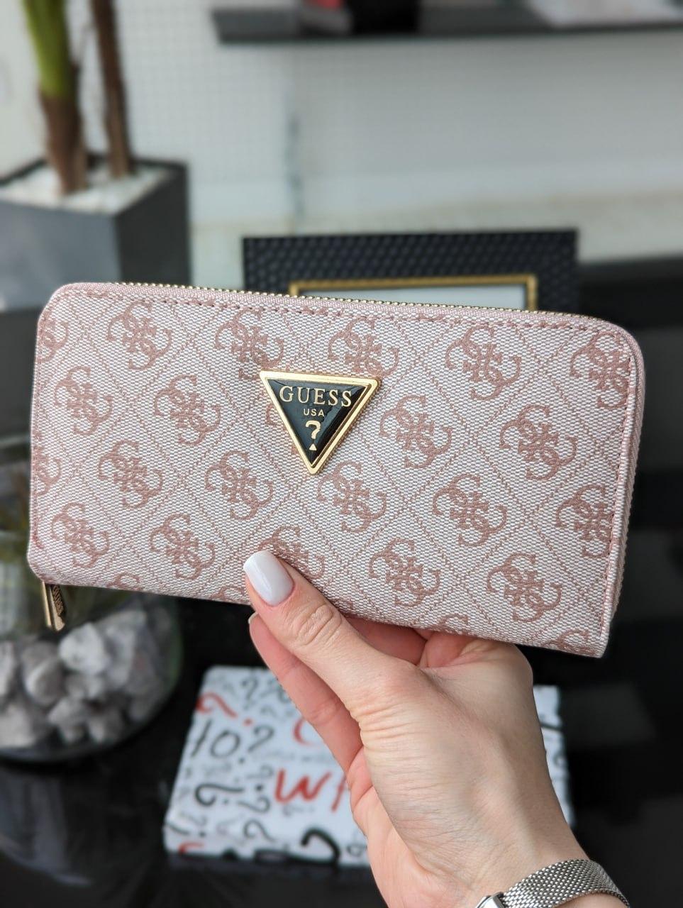 Пудровий шкіряний гаманець Guess якості LUX в фірмовій коробці