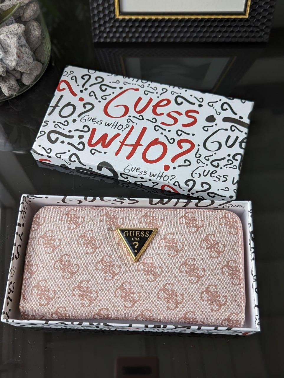 Пудровий шкіряний гаманець Guess якості LUX в фірмовій коробці