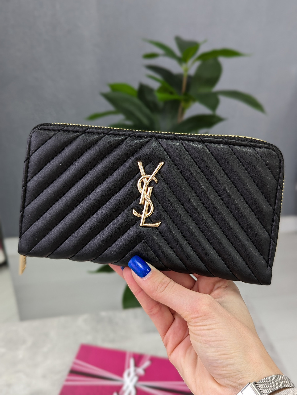 Шкіряний гаманець Yves Saint Laurent якості LUX в фірмовій коробці