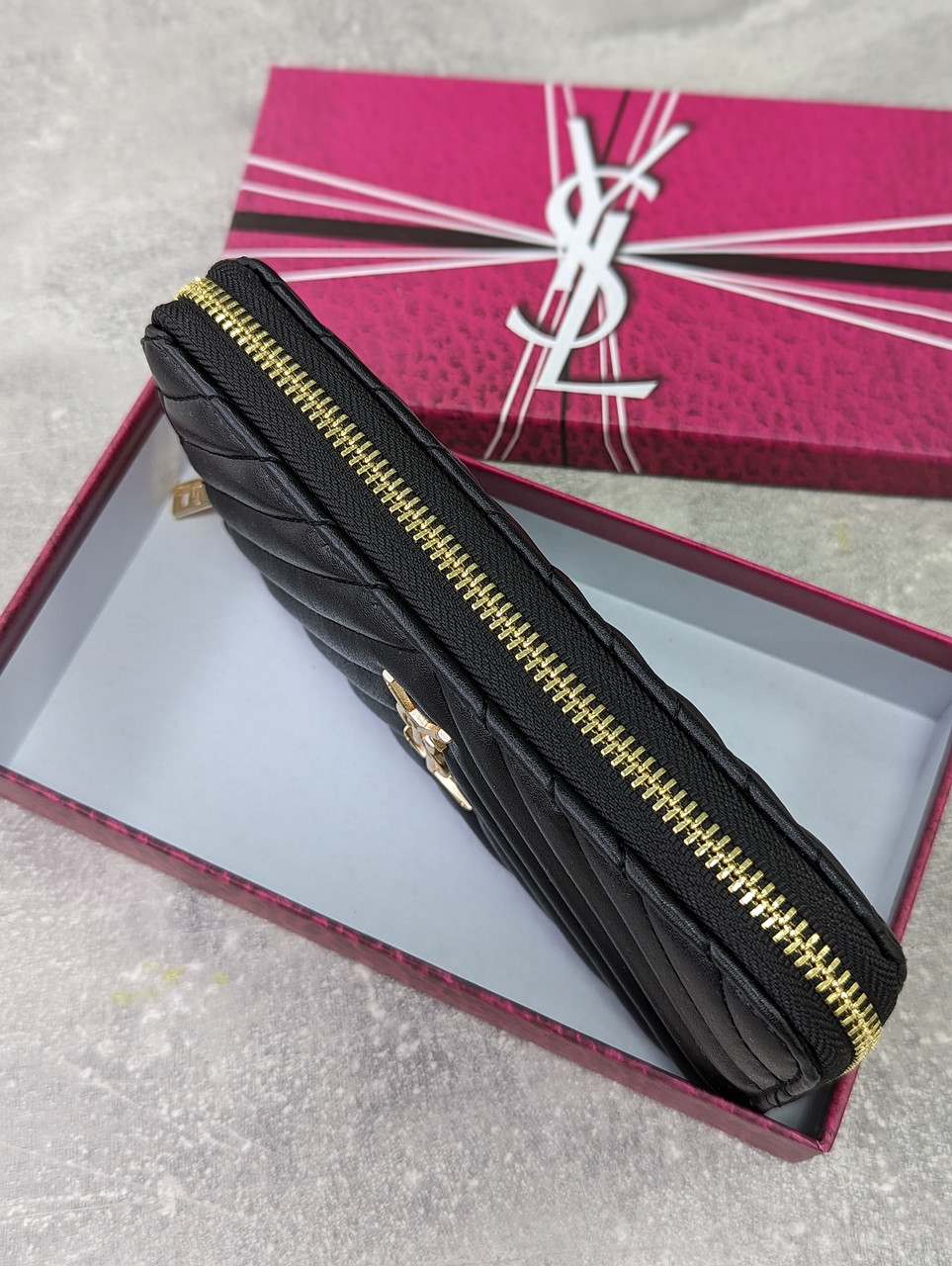 Шкіряний гаманець Yves Saint Laurent якості LUX в фірмовій коробці