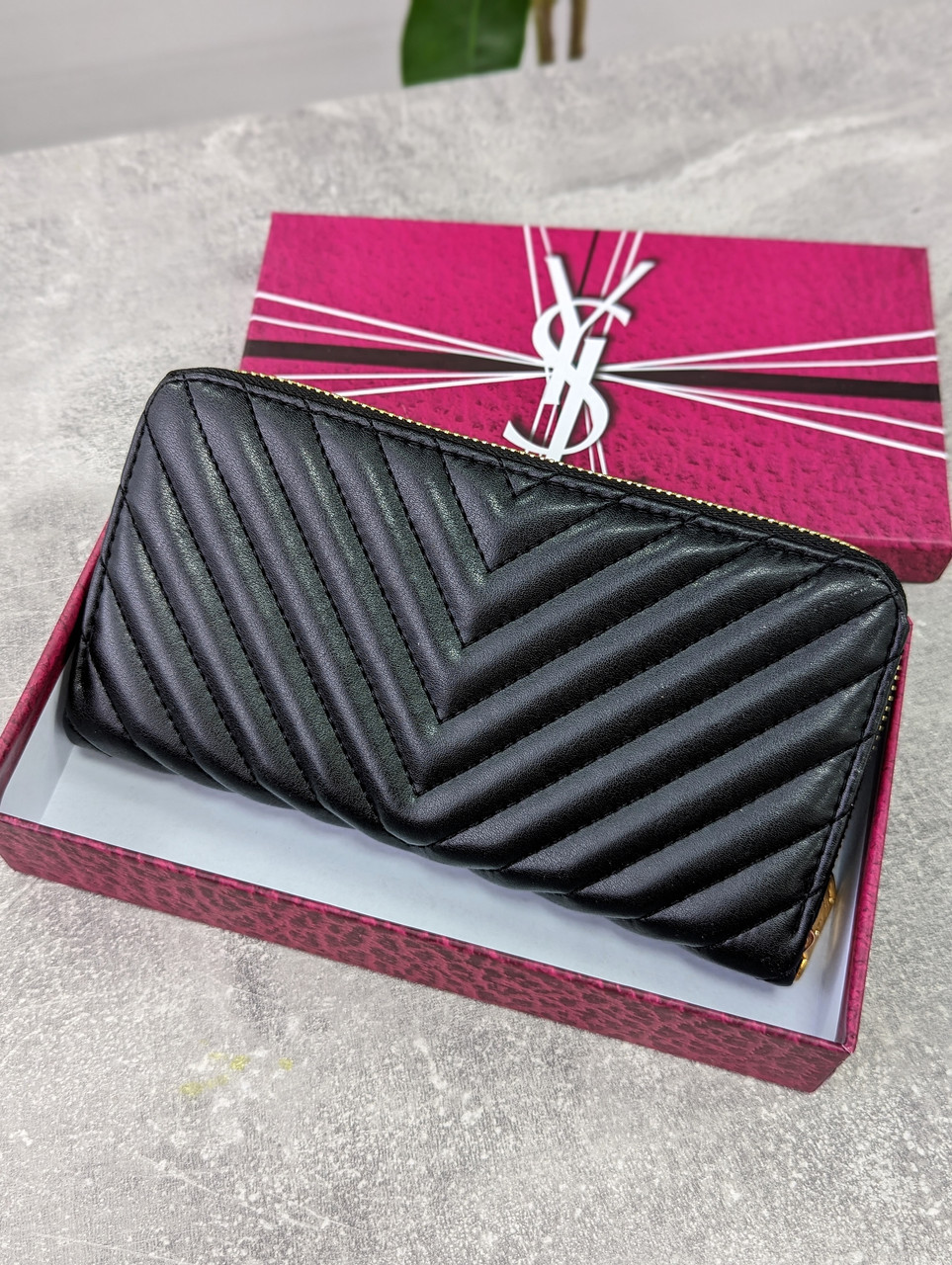 Шкіряний гаманець Yves Saint Laurent якості LUX в фірмовій коробці