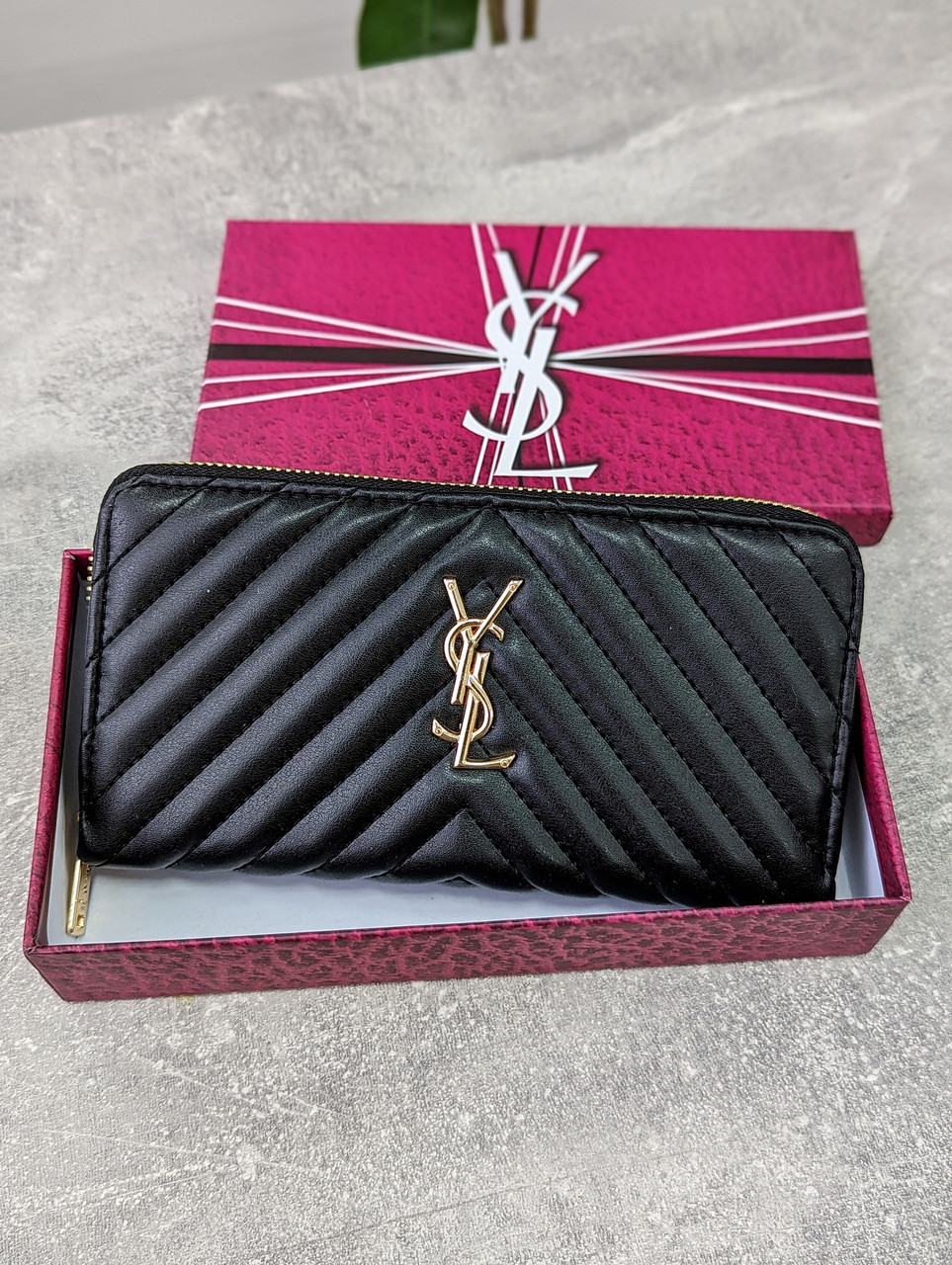 Шкіряний гаманець Yves Saint Laurent якості LUX в фірмовій коробці