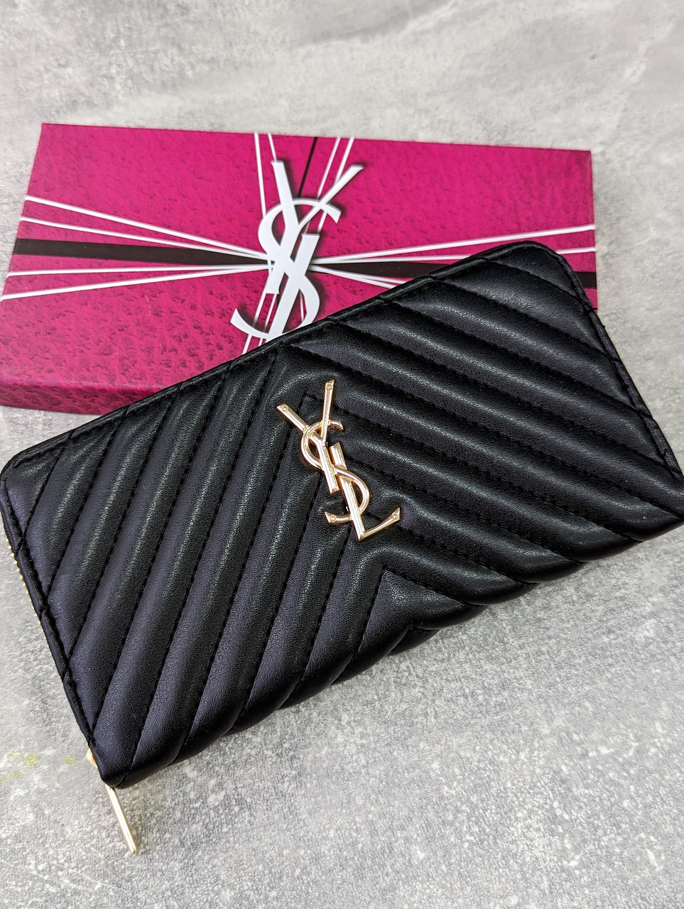 Шкіряний гаманець Yves Saint Laurent якості LUX в фірмовій коробці