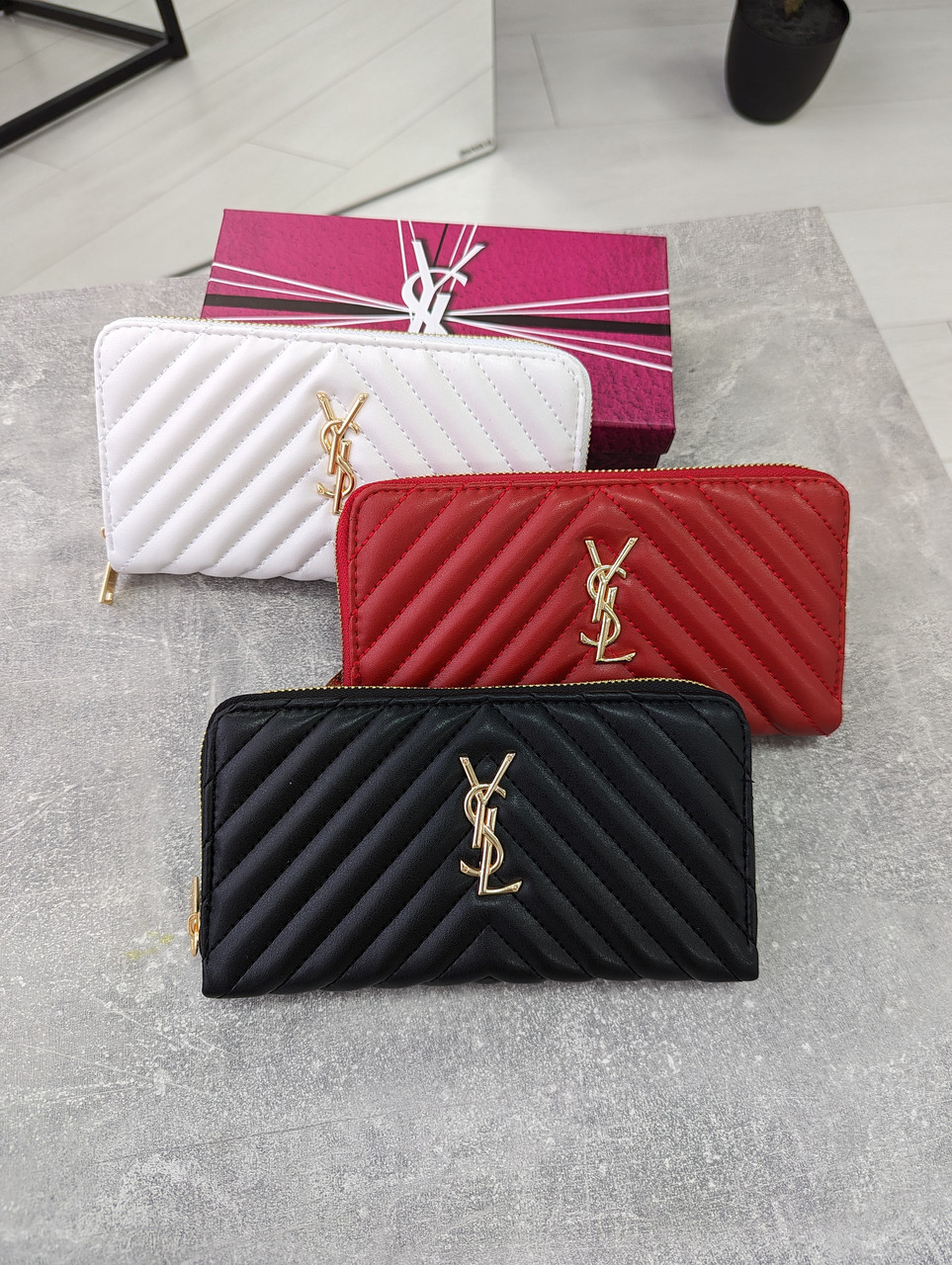 Шкіряний гаманець Yves Saint Laurent якості LUX в фірмовій коробці