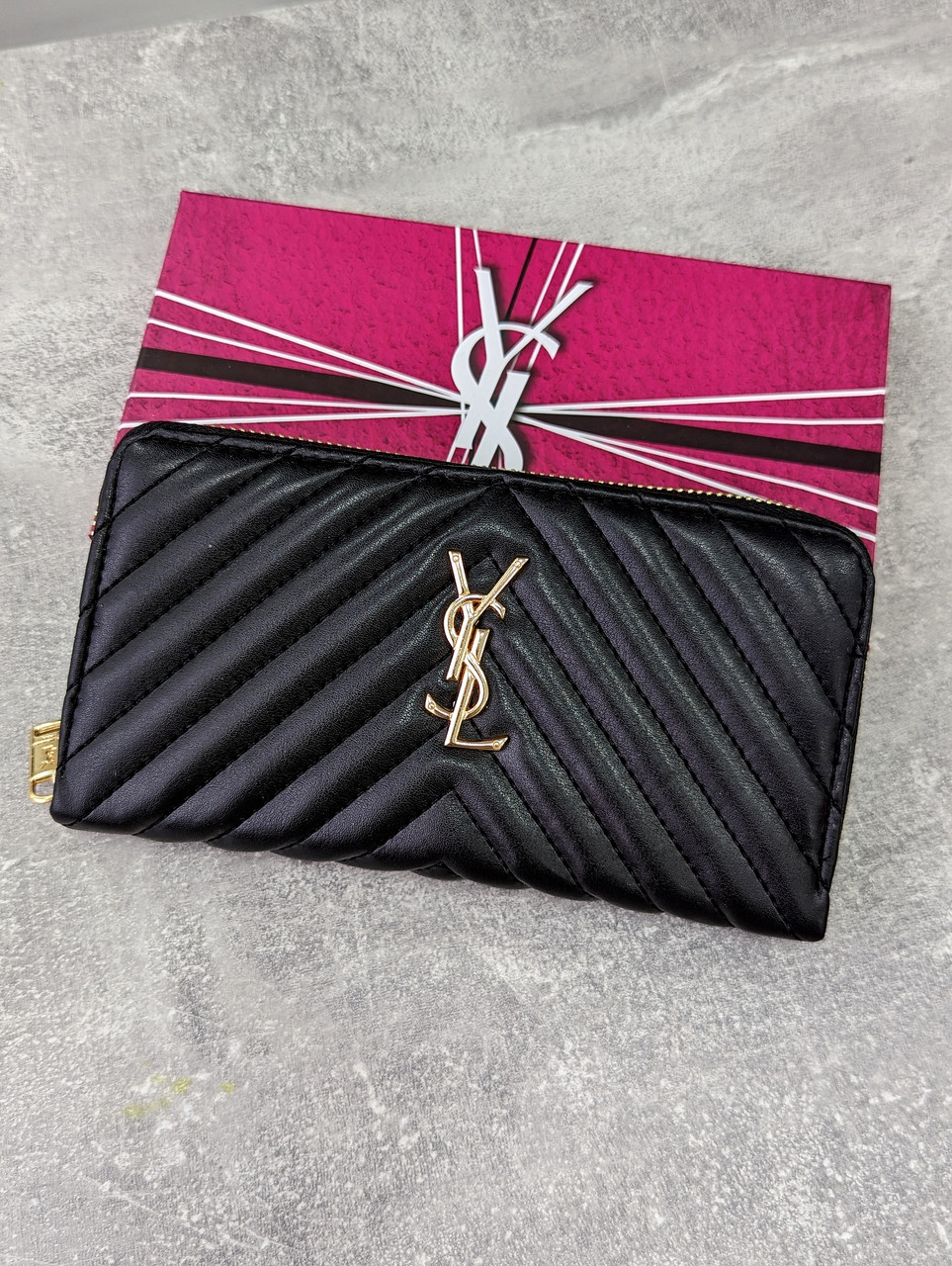 Шкіряний гаманець Yves Saint Laurent якості LUX в фірмовій коробці