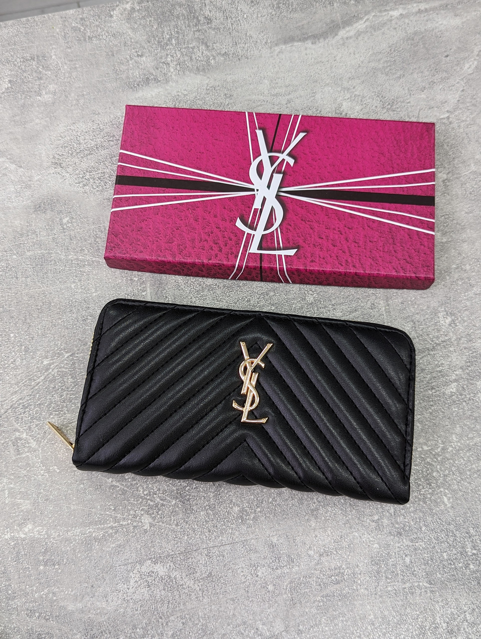 Шкіряний гаманець Yves Saint Laurent якості LUX в фірмовій коробці