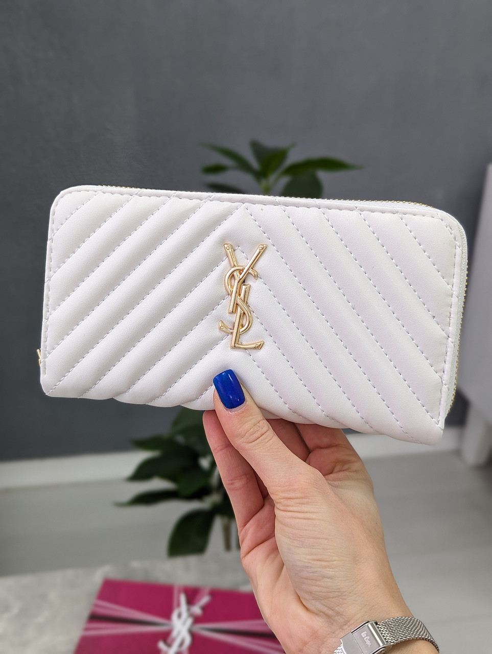 Шкіряний гаманець Yves Saint Laurent якості LUX в фірмовій коробці
