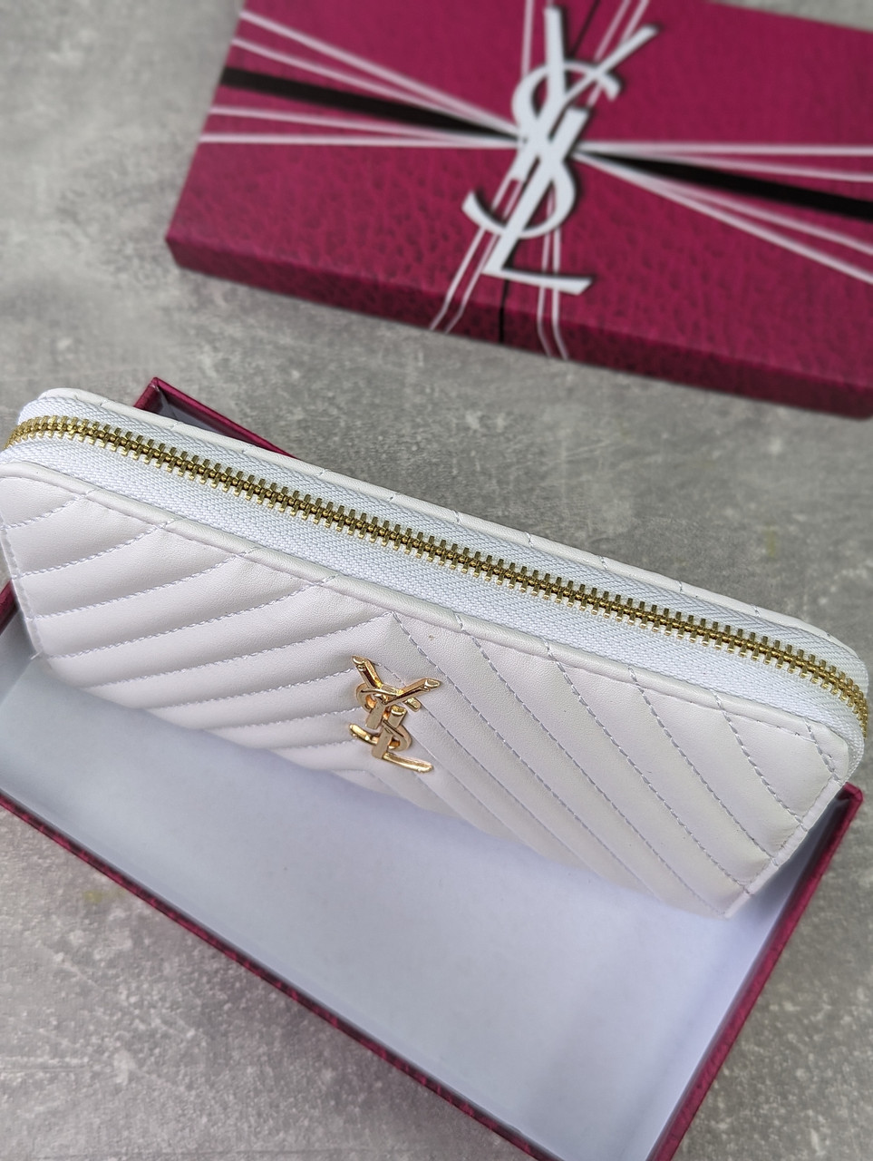 Шкіряний гаманець Yves Saint Laurent якості LUX в фірмовій коробці