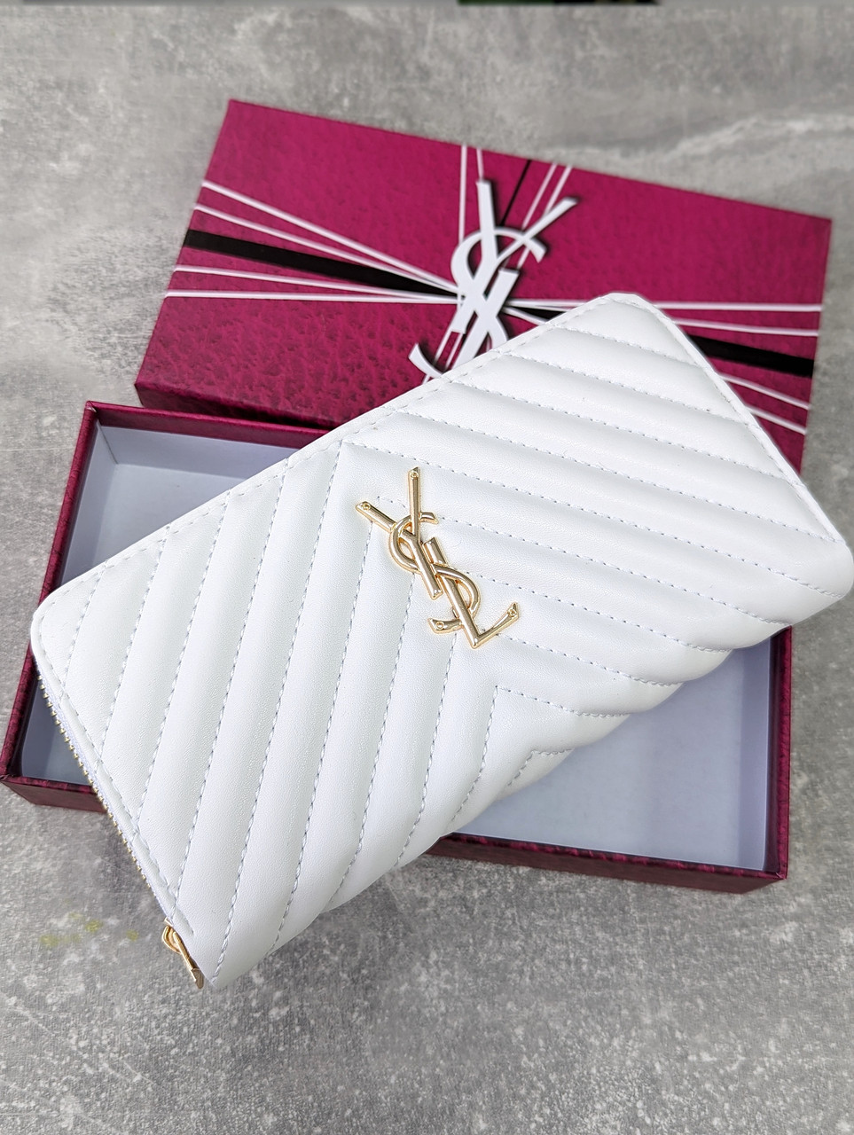 Шкіряний гаманець Yves Saint Laurent якості LUX в фірмовій коробці