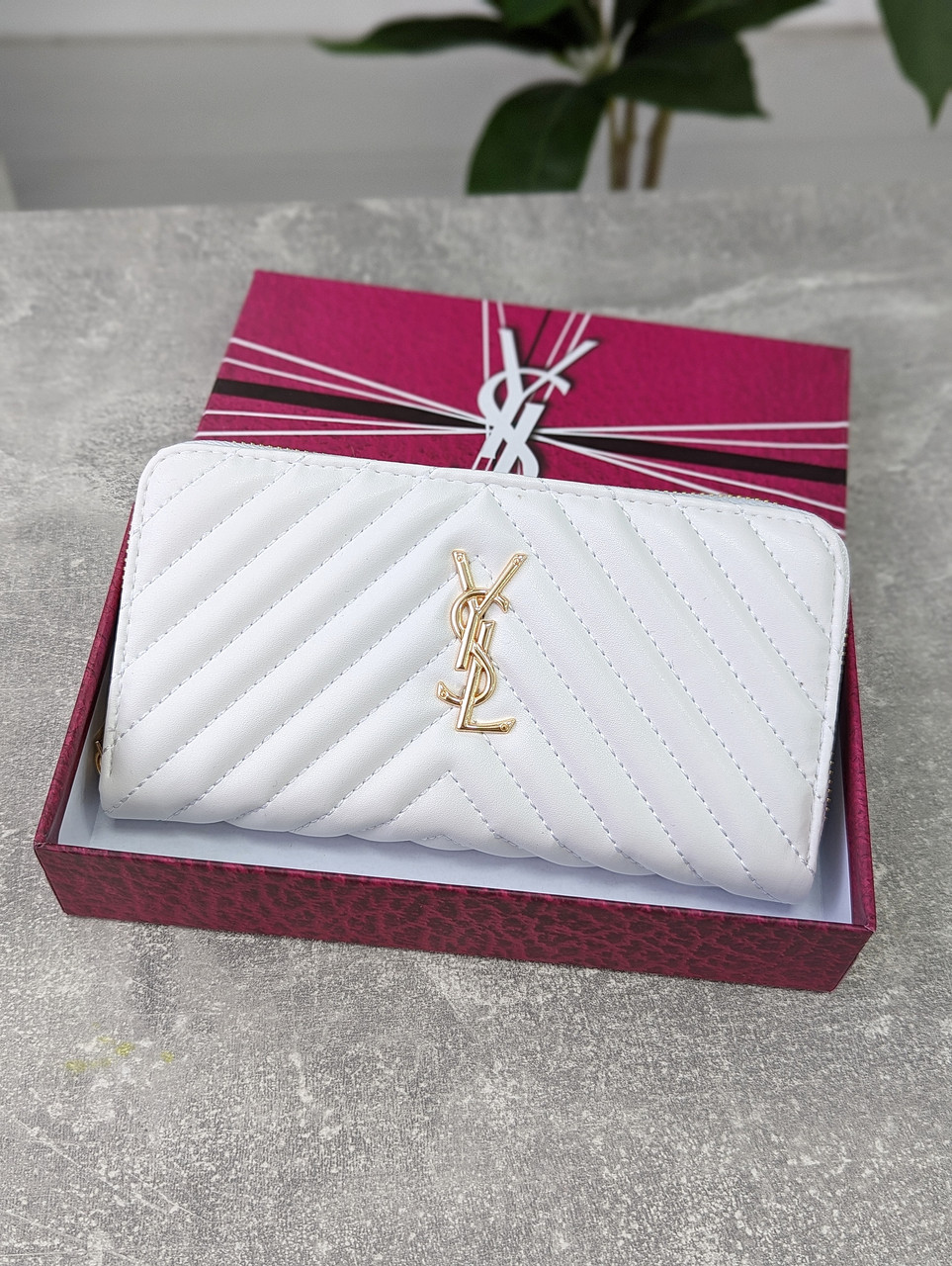 Шкіряний гаманець Yves Saint Laurent якості LUX в фірмовій коробці