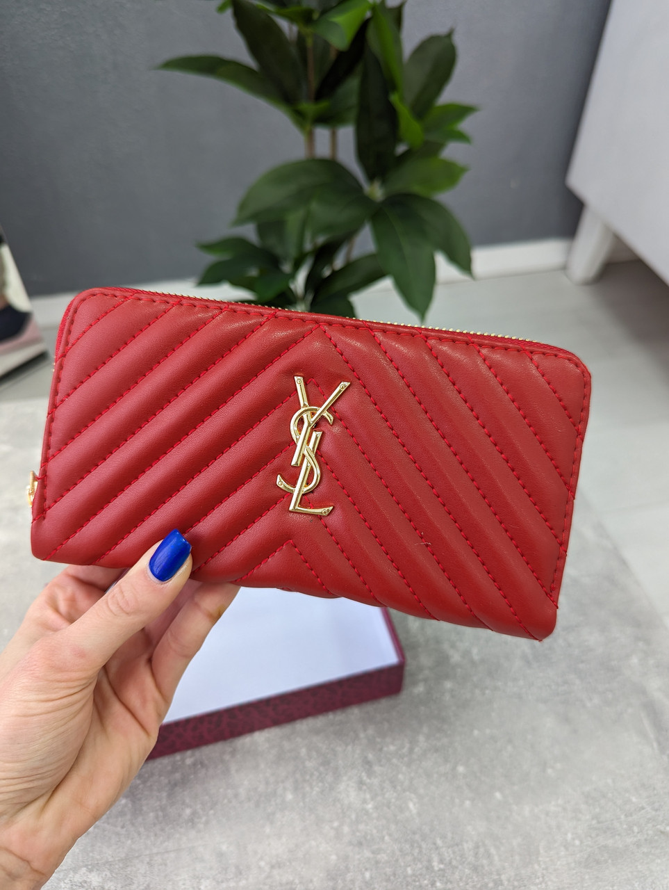Шкіряний гаманець Yves Saint Laurent якості LUX в фірмовій коробці