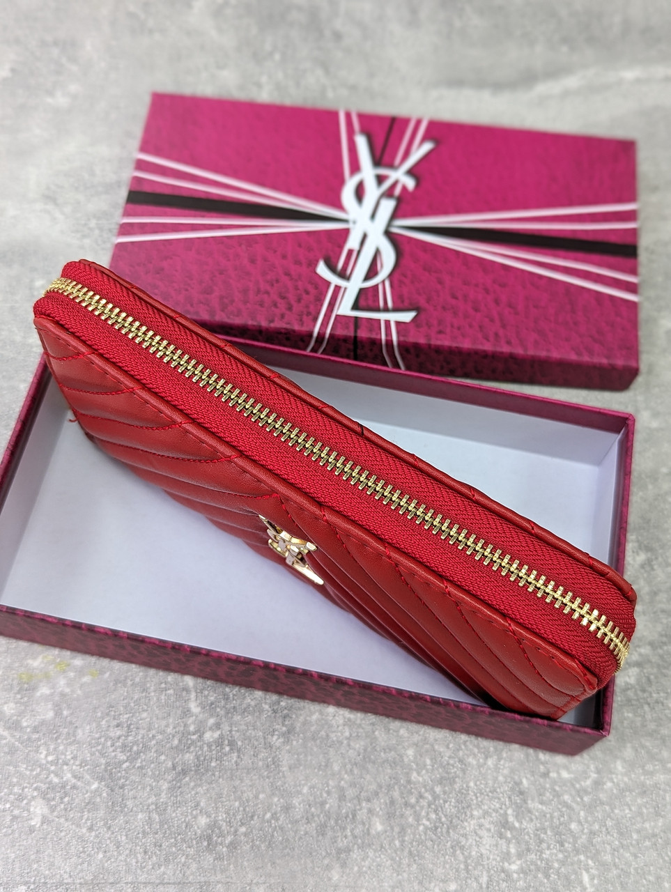 Шкіряний гаманець Yves Saint Laurent якості LUX в фірмовій коробці