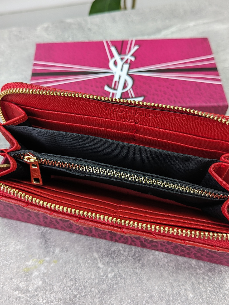 Шкіряний гаманець Yves Saint Laurent якості LUX в фірмовій коробці