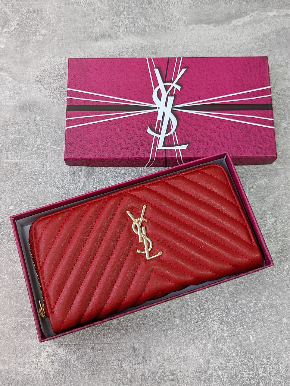 Шкіряний гаманець Yves Saint Laurent якості LUX в фірмовій коробці