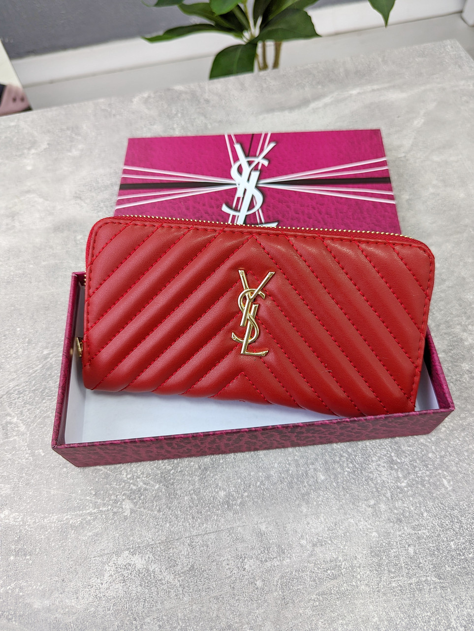 Шкіряний гаманець Yves Saint Laurent якості LUX в фірмовій коробці