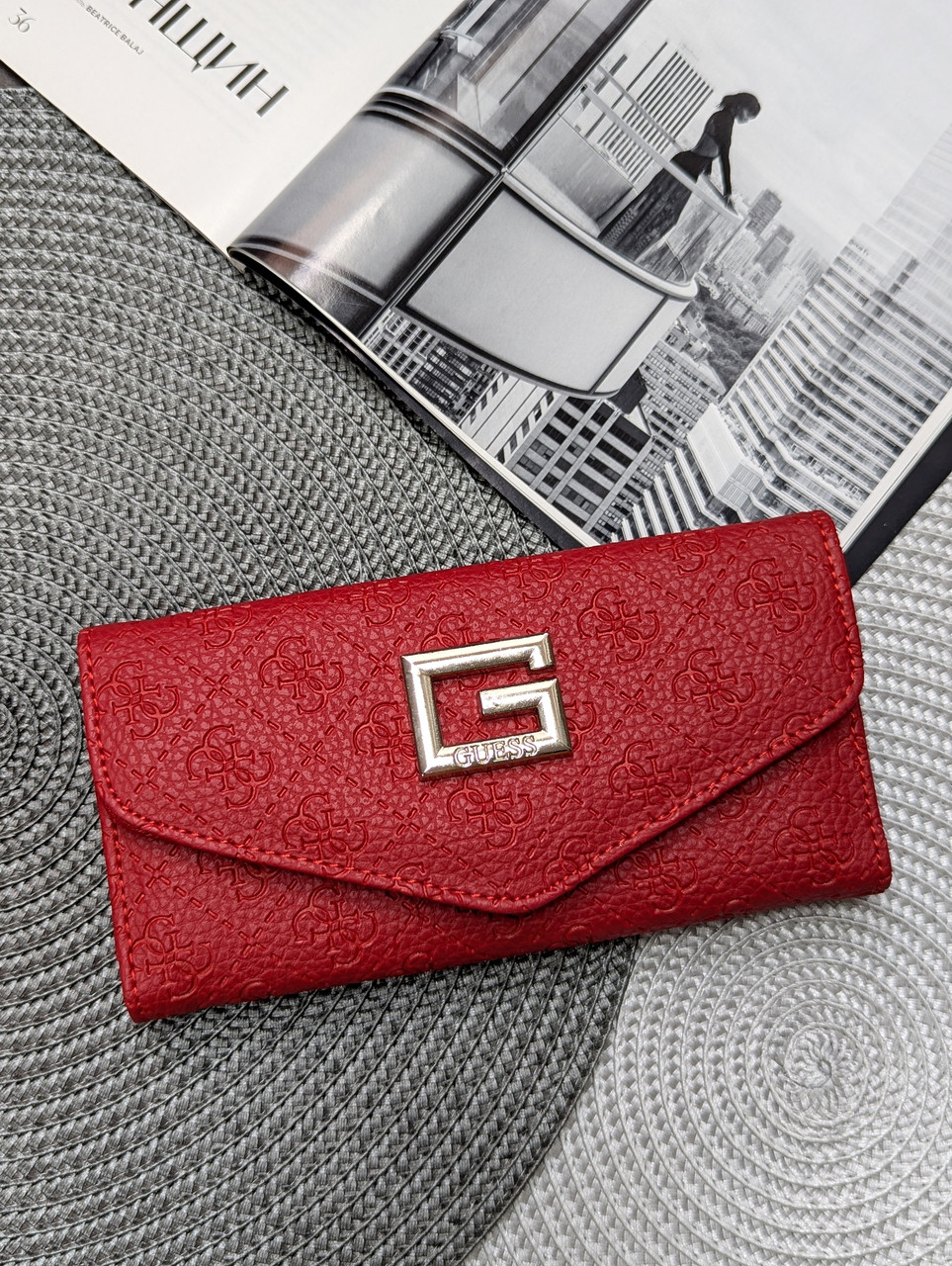 Шкіряний конверт гаманець Guess якості LUX в фірмовій коробці