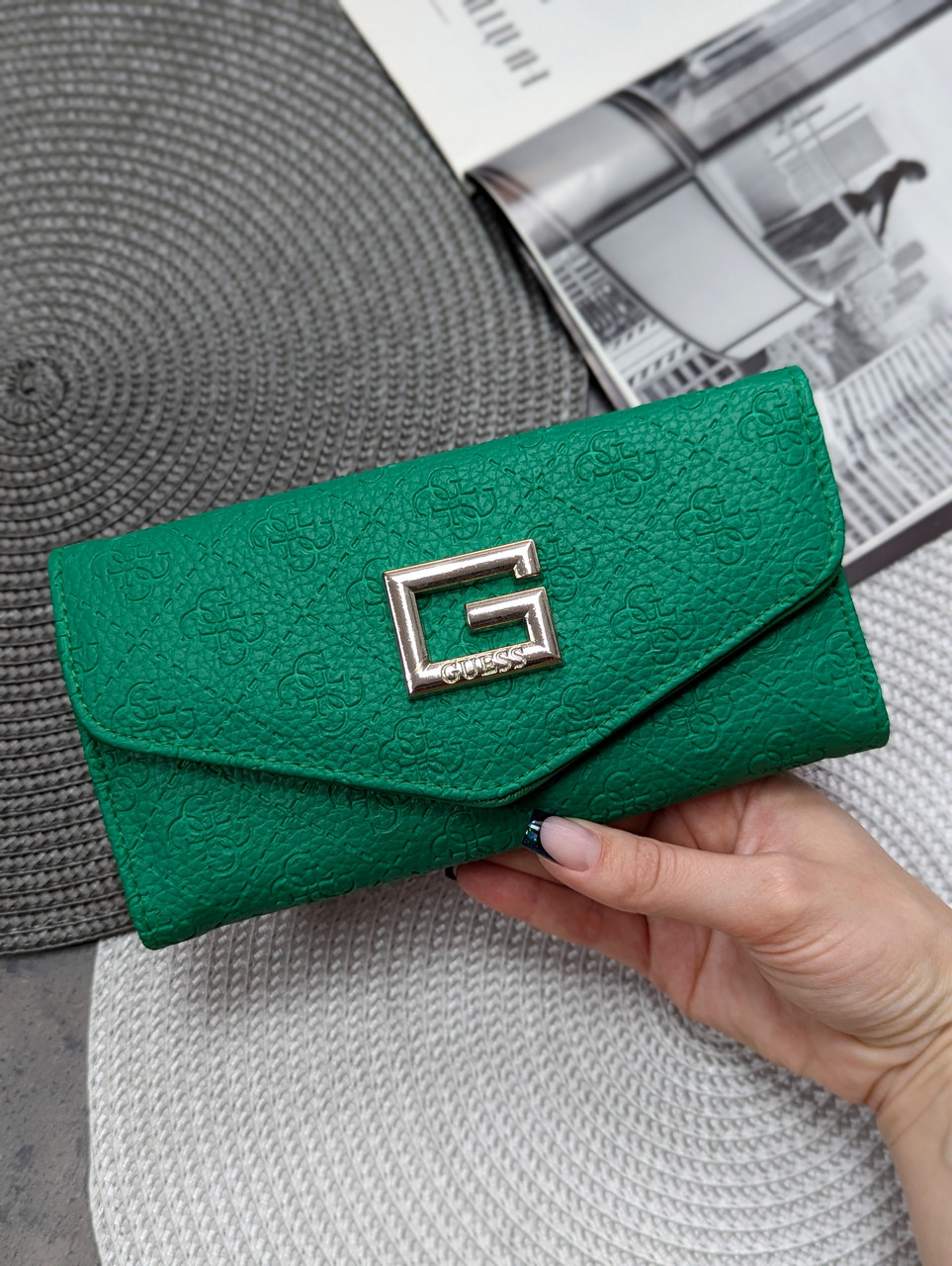Шкіряний конверт гаманець Guess якості LUX в фірмовій коробці