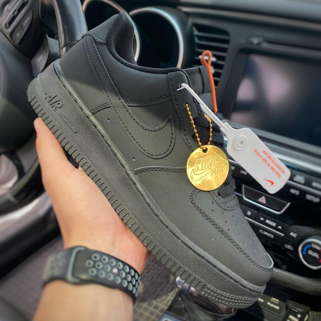 Чорні чоловічі кросівки Nike Air Force Black 41-45 ПРЕМІАЛЬНІ МАТЕРІАЛИ