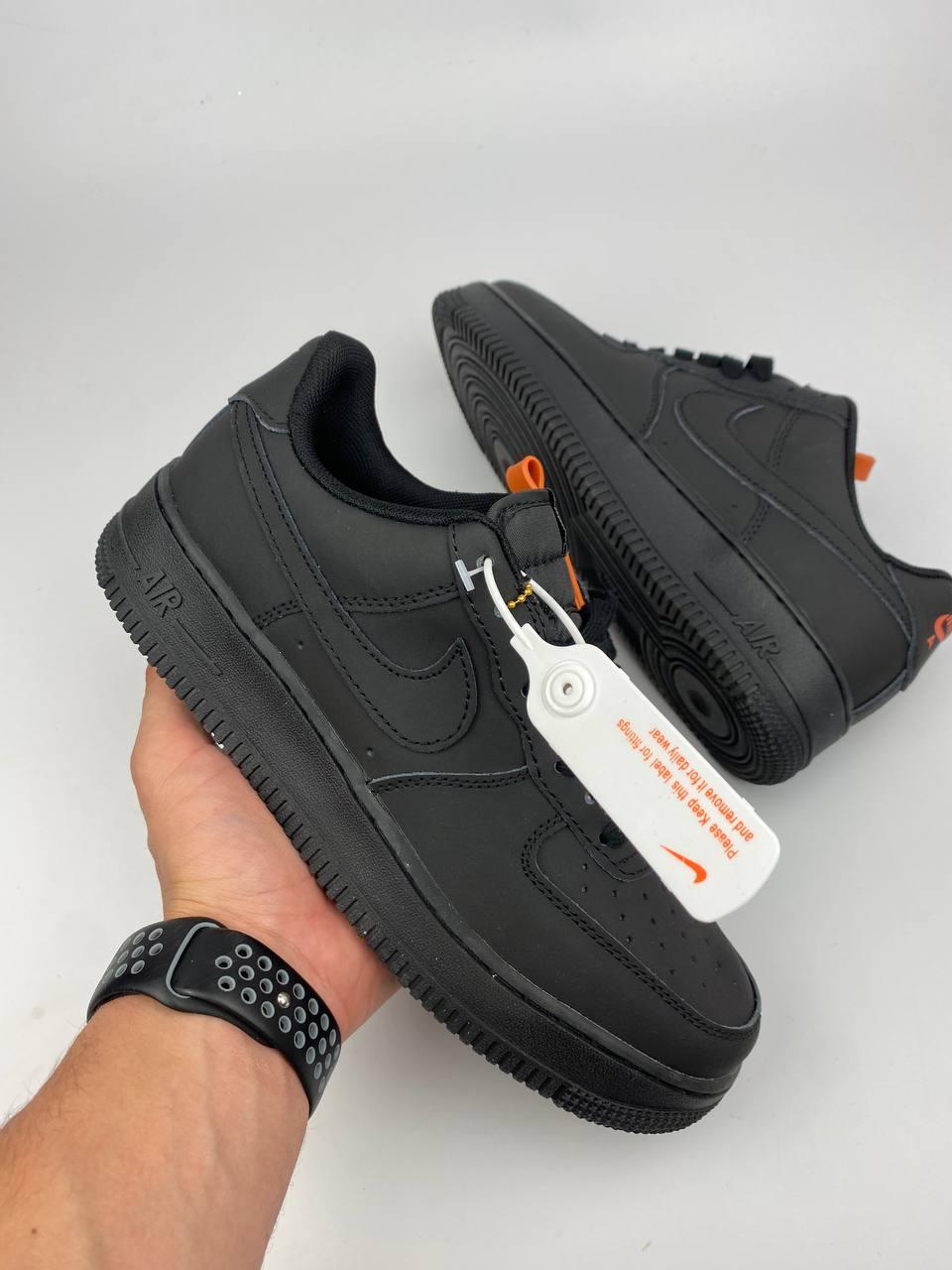 Чорні чоловічі кросівки Nike Air Force Black 41-45 ПРЕМІАЛЬНІ МАТЕРІАЛИ