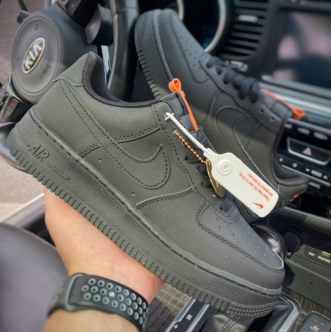 Чорні чоловічі кросівки Nike Air Force Black 41-45 ПРЕМІАЛЬНІ МАТЕРІАЛИ