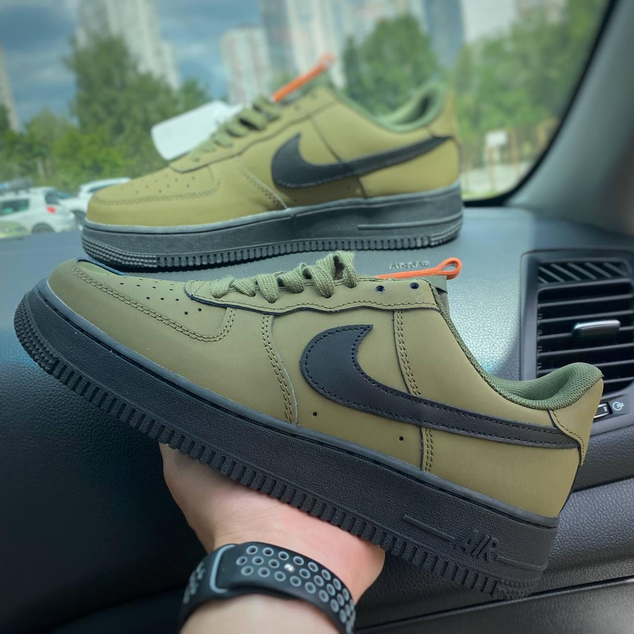 Зелені чоловічі кросівки Nike Air Force Khaki 41-45 ПРЕМІАЛЬНІ МАТЕРІАЛИ