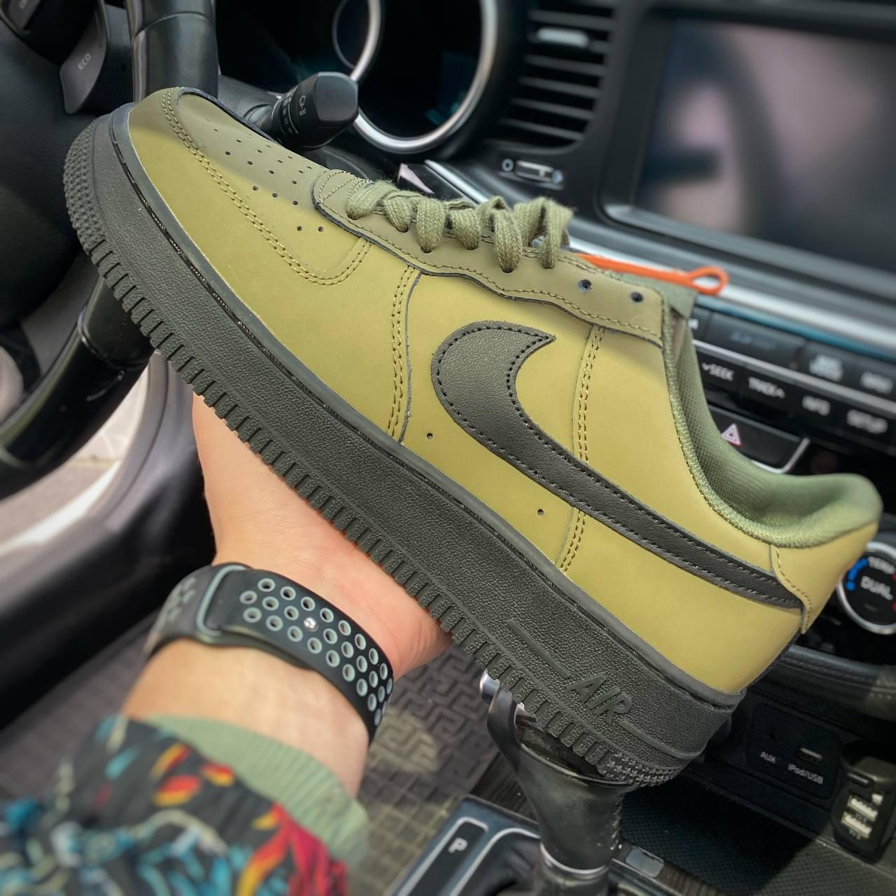 Зелені чоловічі кросівки Nike Air Force Khaki 41-45 ПРЕМІАЛЬНІ МАТЕРІАЛИ
