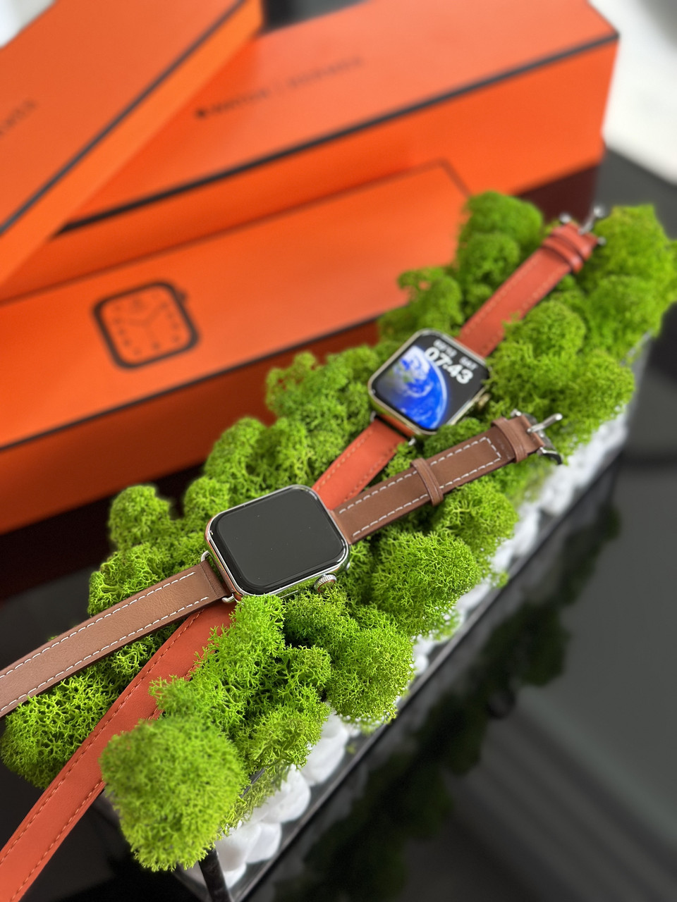 Смарт годинник Hermes зі шкіряним ременем 41-45мм