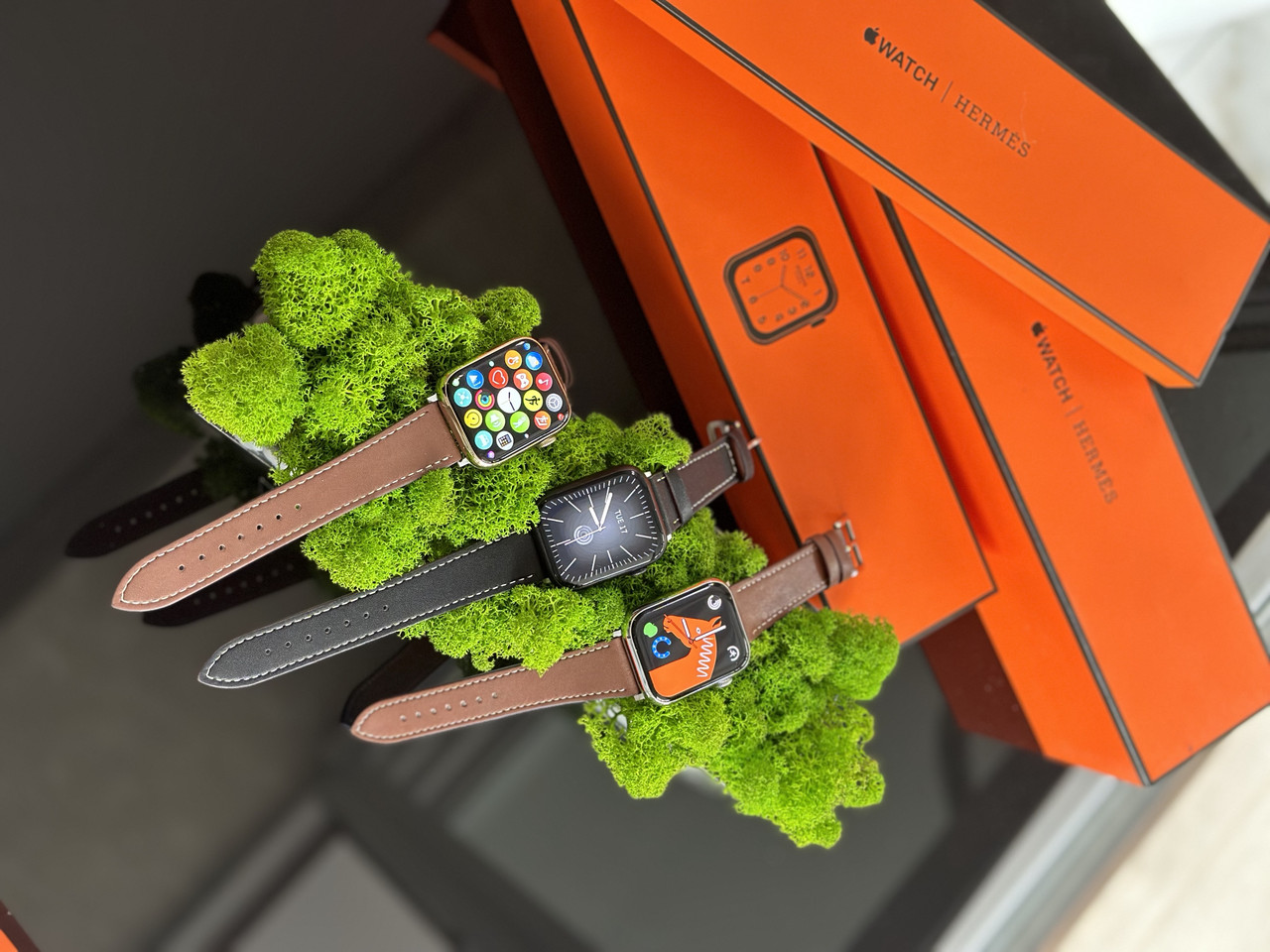 Смарт годинник Hermes зі шкіряним ременем 41-45мм