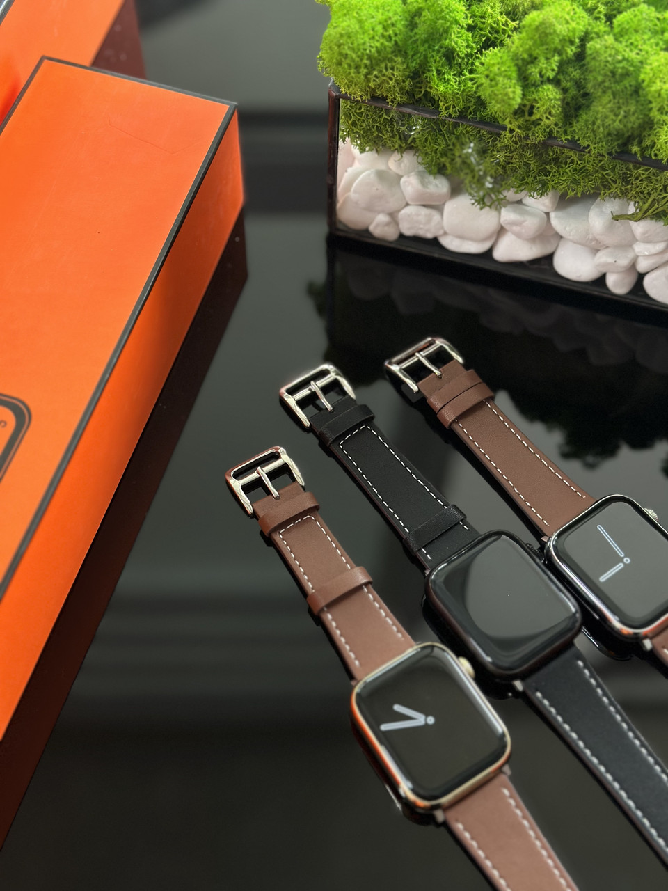 Смарт годинник Hermes зі шкіряним ременем 41-45мм
