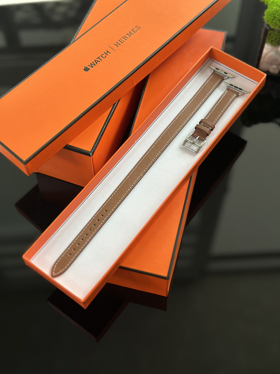 Смарт годинник Hermes зі шкіряним ременем 41-45мм