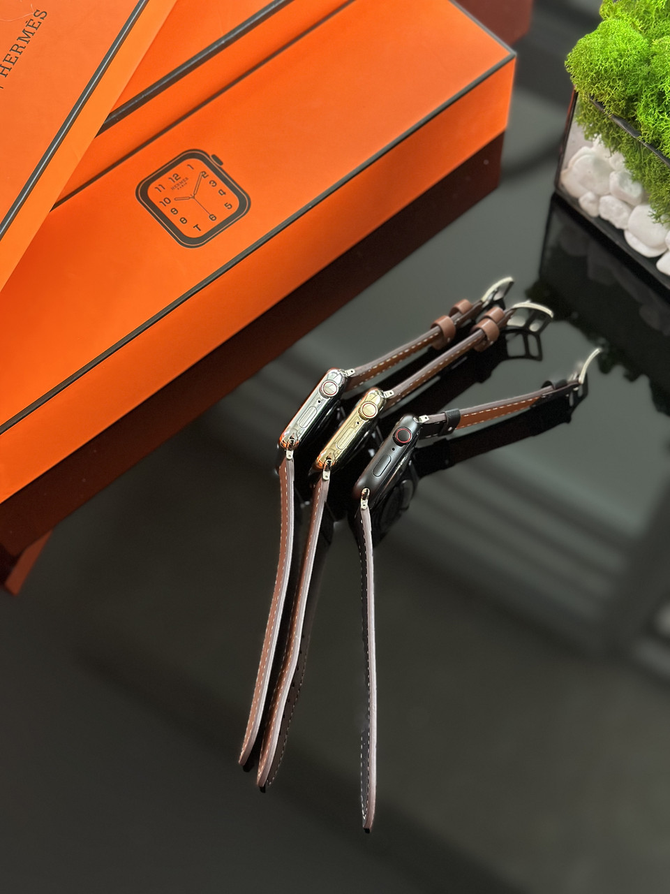 Смарт годинник Hermes зі шкіряним ременем 41-45мм