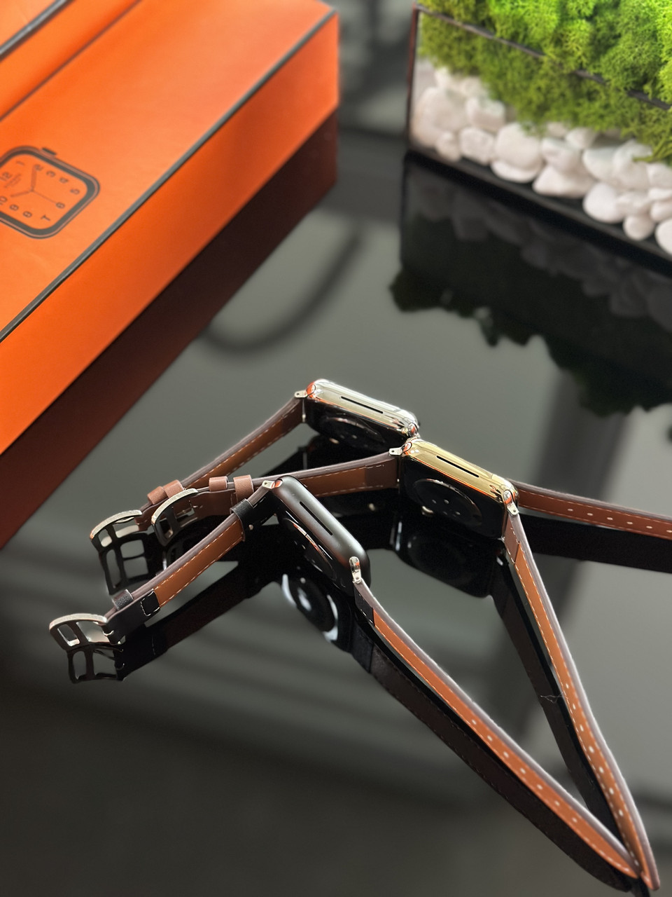 Смарт годинник Hermes зі шкіряним ременем 41-45мм