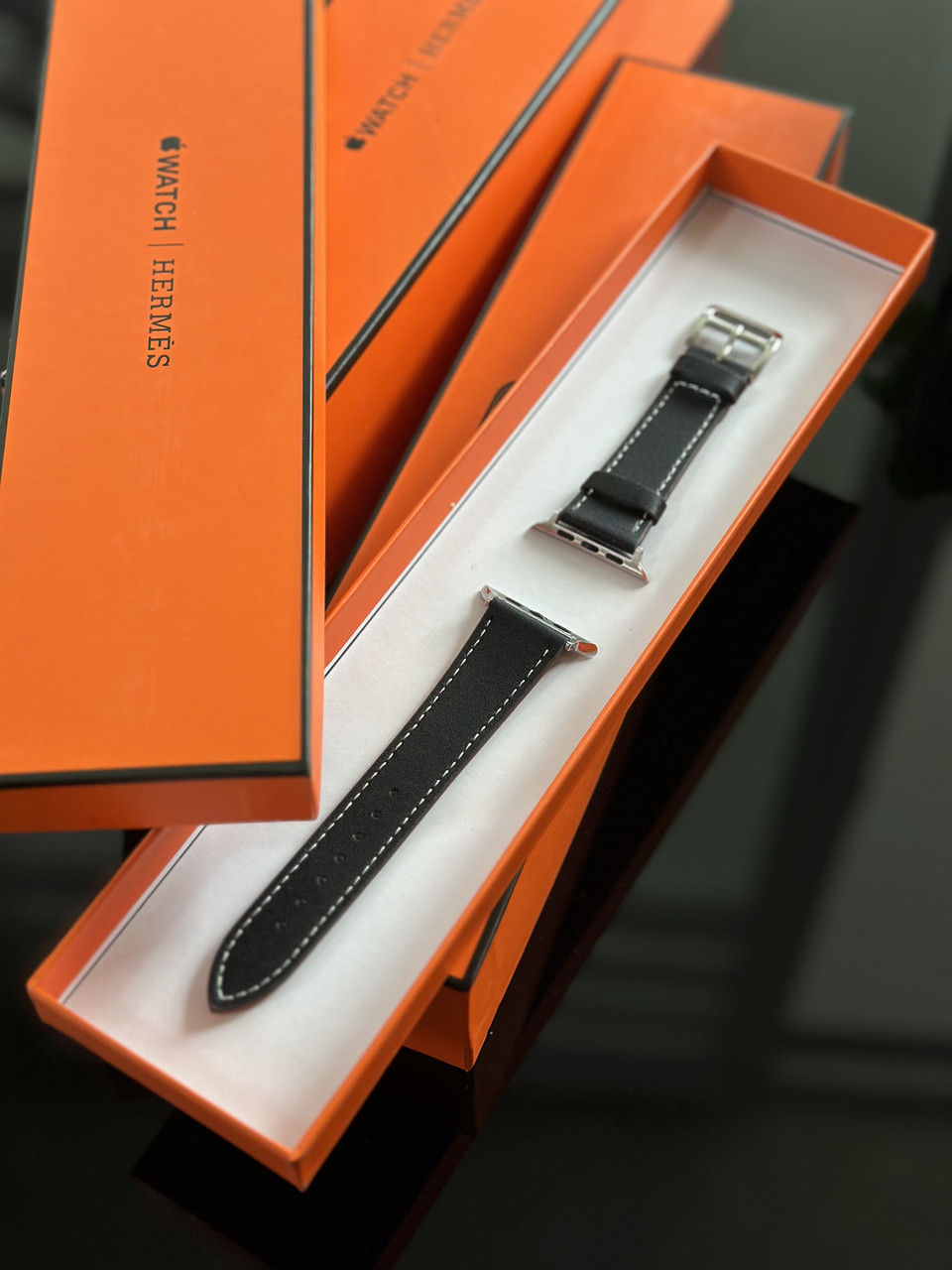 Смарт годинник Hermes зі шкіряним ременем 41-45мм
