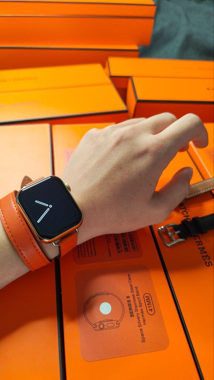 Смарт годинник Hermes зі шкіряним ременем 41-45мм