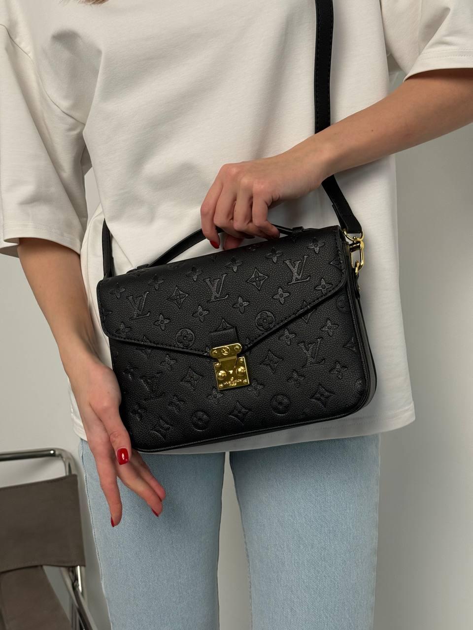 Жіноча чорна сумочка Louis Vuitton PREMIUM Pochette Metis із Подарунком