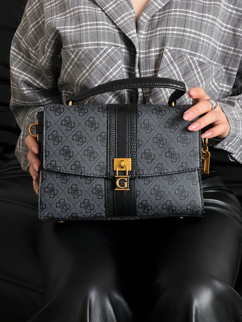 Сумочка Guess Ginevra Logo Elite сірого кольору LUX ЯКІСТЬ фірмова фурнітура